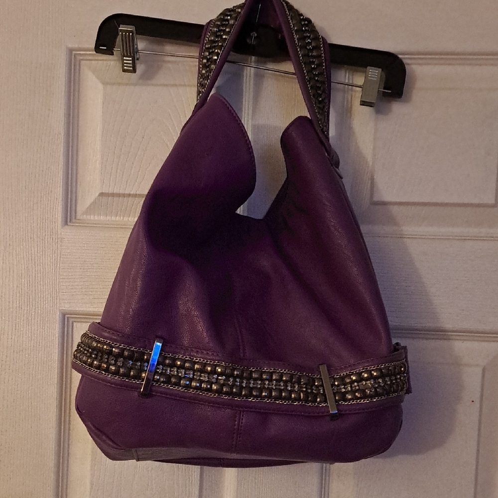 Charming Charlie Purple Studded Hobo Bag